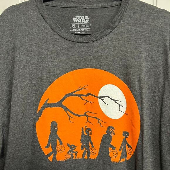 Star Wars Halloween T-Shirt XL Fifth Sun Orange Moon Trick or Treat Graphic Tee - Picture 7 of 9